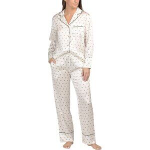 PETITE PLUME 2pc Silk Mulberry Art Nouveau Dot Pajama Set